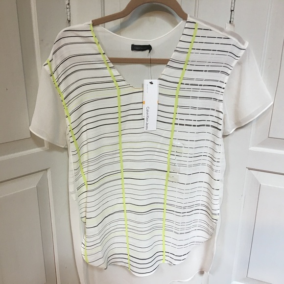 Calvin Klein Jeans White Short Sleeve Blouse NWT - Picture 5 of 11